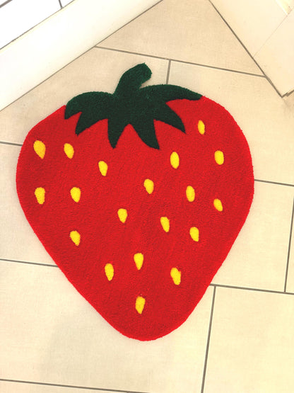 Strawberry   Rug Nursery Decoration Fruit Design Berry Accent Area Mat Kitchen Decor Dopamine Decor Playroom Theme Room Accessory Kid