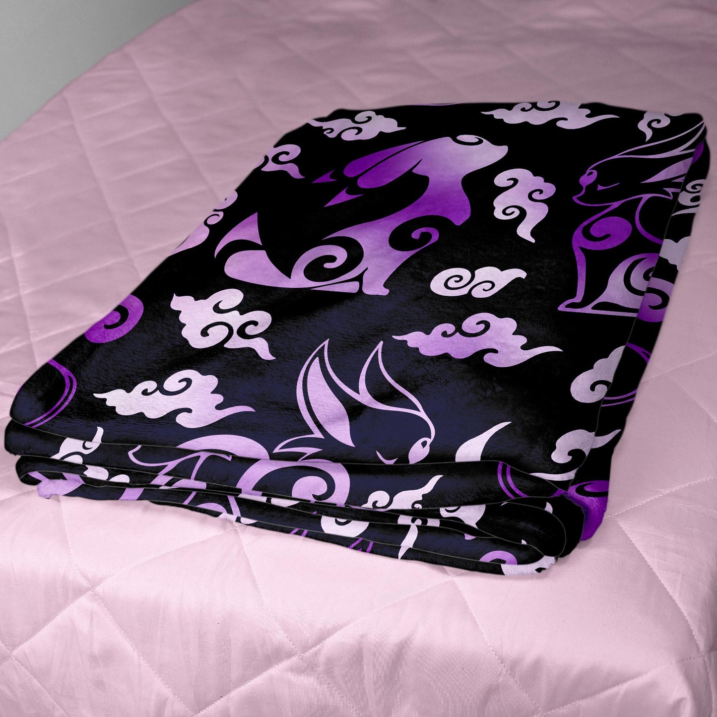 Umbreon Espeon Fleece Blanket, Cozy Cotton Blanket for Birthday, Christmas, Halloween, Home Decor Throw Blanket, Umbreon Blanket Gifts