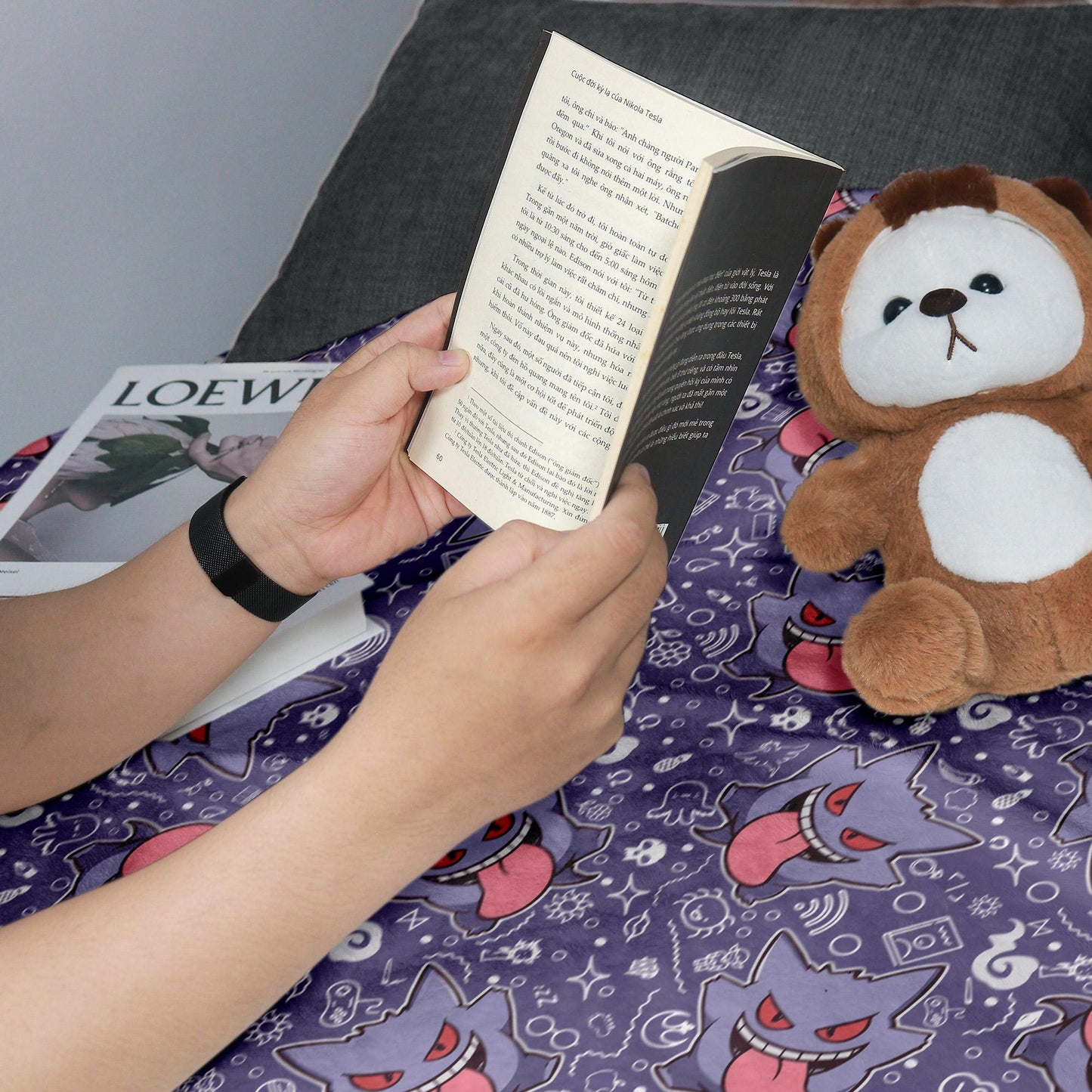 Gengar Fleece Blanket Home Decor Throw Blanket Bedroom Decor Baby Blanket Cute Ghost Gengar Blanket Gifts