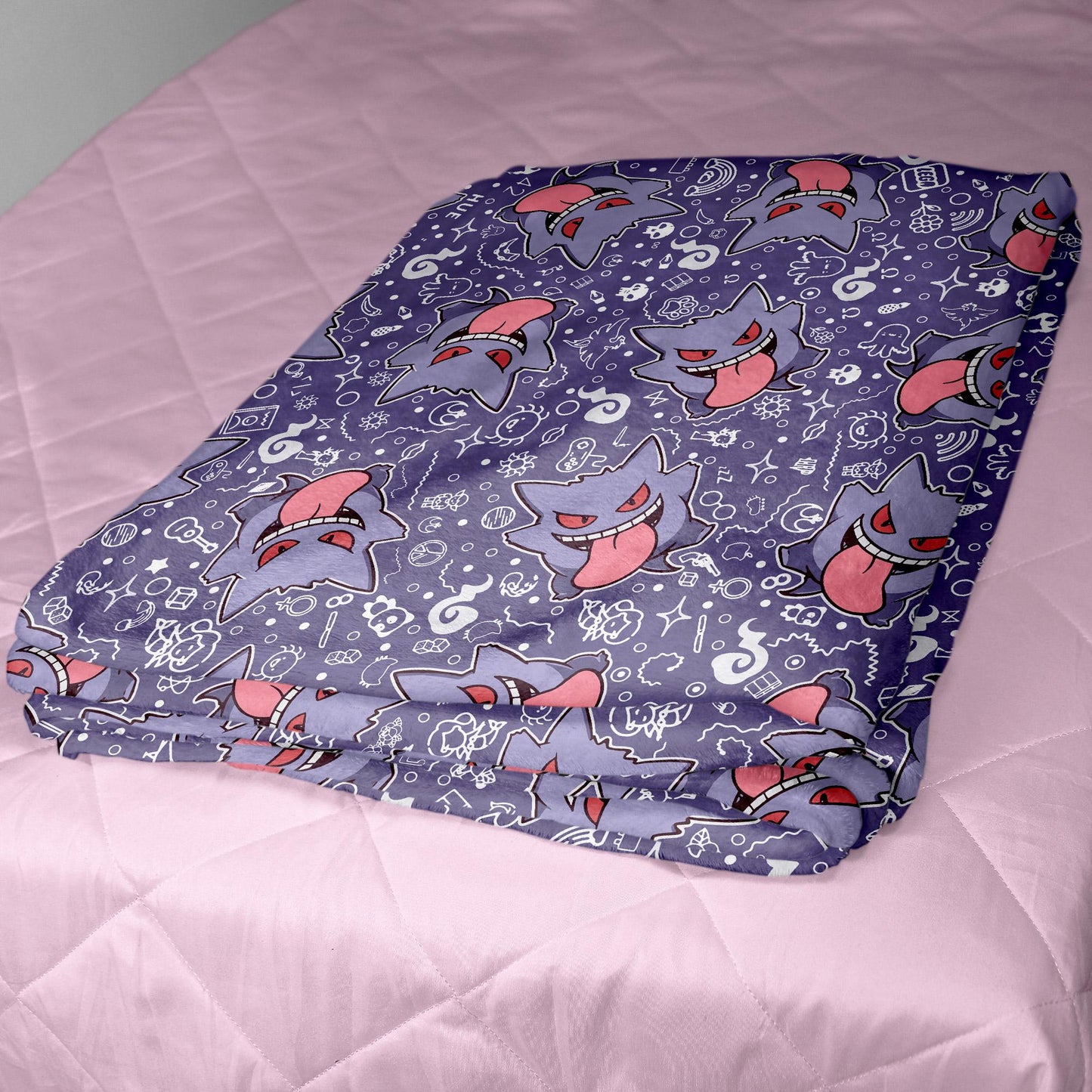 Gengar Fleece Blanket Home Decor Throw Blanket Bedroom Decor Baby Blanket Cute Ghost Gengar Blanket Gifts