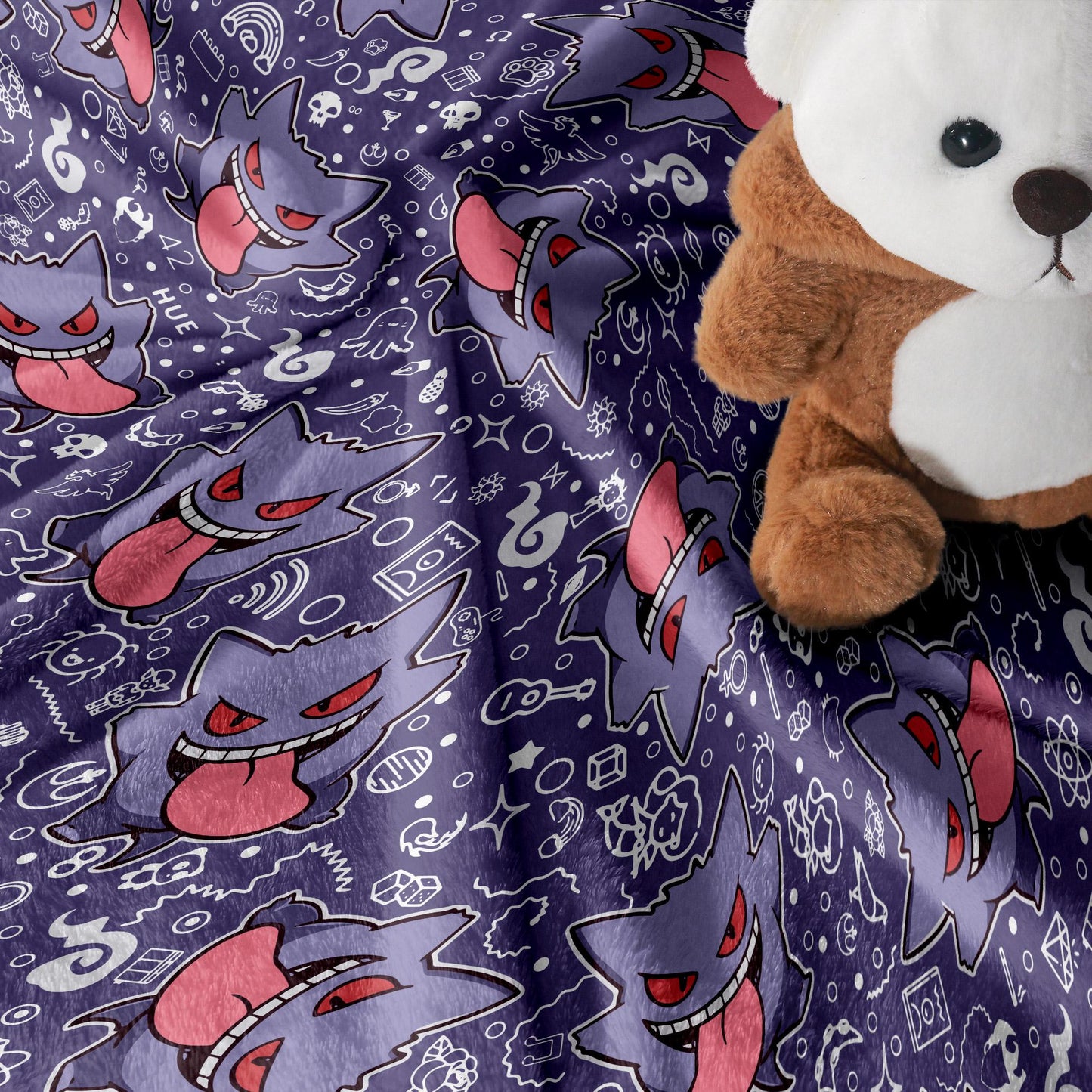 Gengar Fleece Blanket Home Decor Throw Blanket Bedroom Decor Baby Blanket Cute Ghost Gengar Blanket Gifts