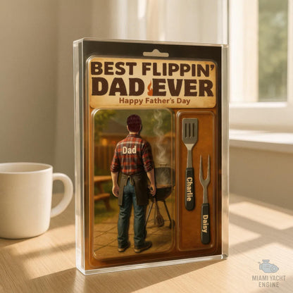 Custom Name Best Flippin' Dad Ever Acrylic Block Plaque, Dad Is Grilling Outside Acrylic Block, Father's Day Gift For Dad, Gift For Husband