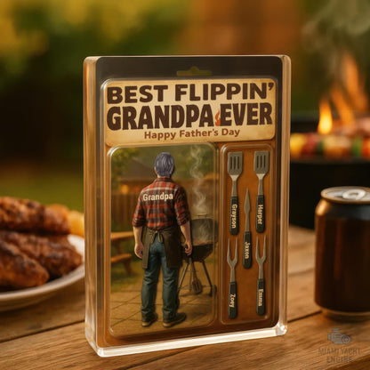 Custom Name Best Flippin' Dad Ever Acrylic Block Plaque, Dad Is Grilling Outside Acrylic Block, Father's Day Gift For Dad, Gift For Husband