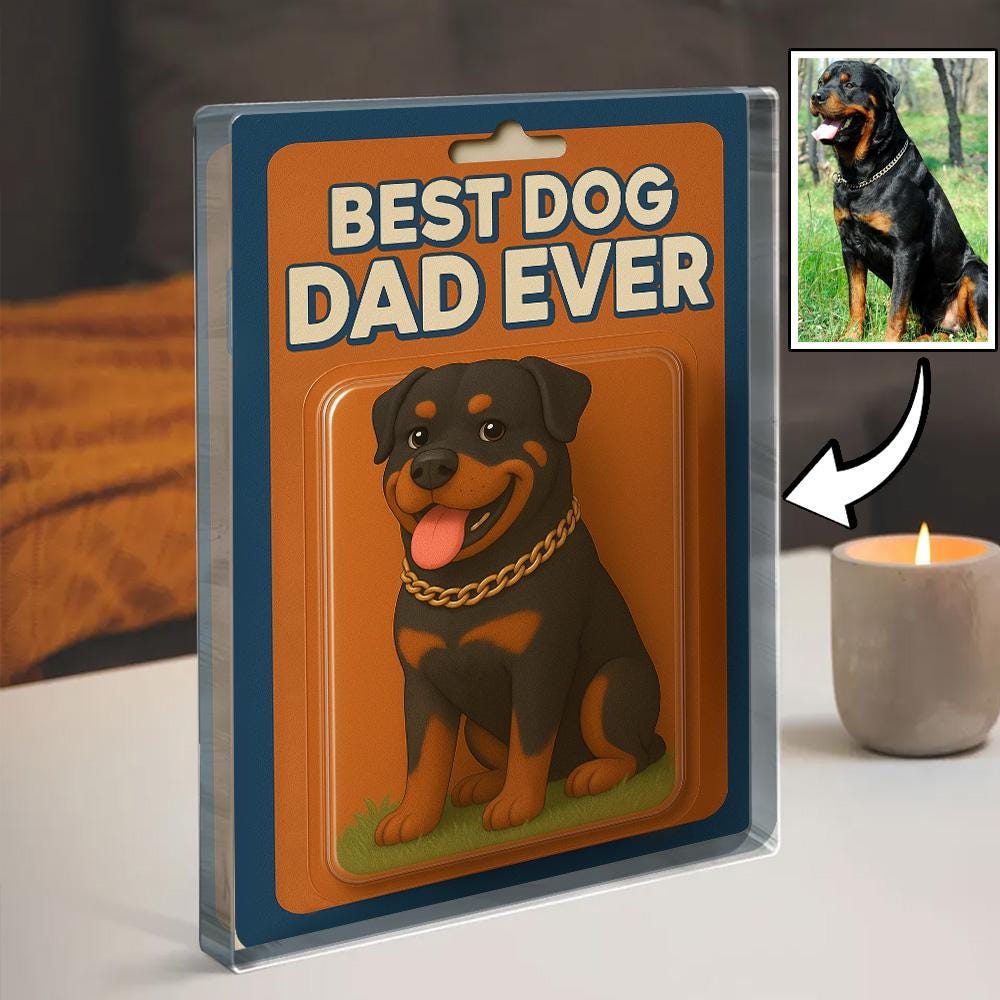 Personalized Father's Day Gift For Dog Dad, Custom Dog Photo Action Figure Acrylic Block, Dog Owners Gift, Dog Lovers Gift, Dog Dad Gift