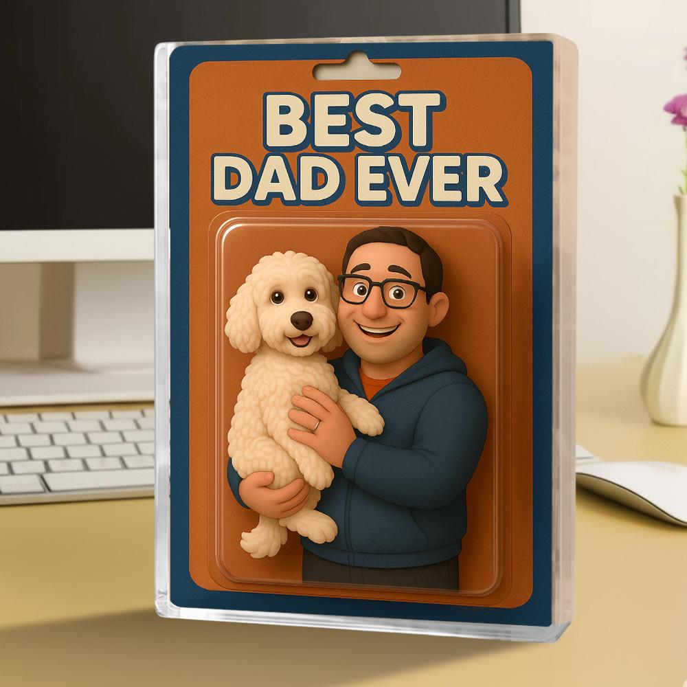 Personalized Father's Day Gift For Dog Dad, Custom Dog Photo Action Figure Acrylic Block, Dog Owners Gift, Dog Lovers Gift, Dog Dad Gift