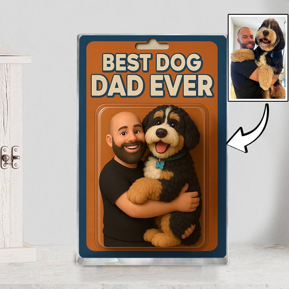 Personalized Father's Day Gift For Dog Dad, Custom Dog Photo Action Figure Acrylic Block, Dog Owners Gift, Dog Lovers Gift, Dog Dad Gift