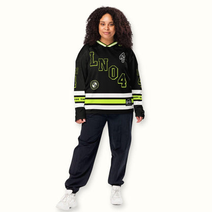 Racing-Inspired Oversized Jersey, Streetwear Racing Hockey Jersey with Vibrant #4 Graphics