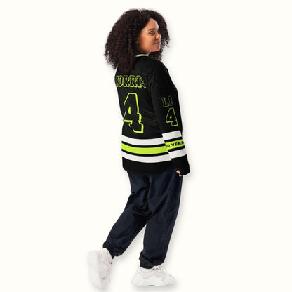 Racing-Inspired Oversized Jersey, Streetwear Racing Hockey Jersey with Vibrant #4 Graphics