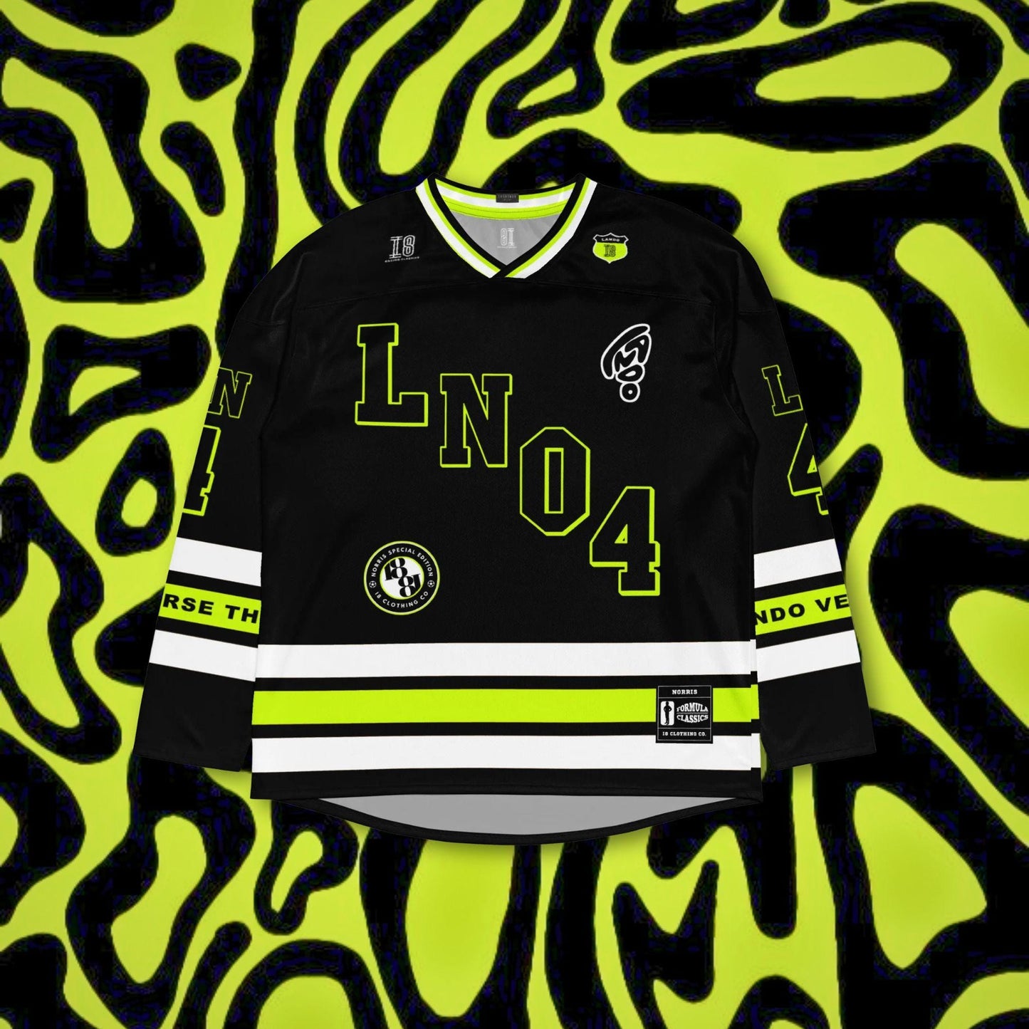 Racing-Inspired Oversized Jersey, Streetwear Racing Hockey Jersey with Vibrant #4 Graphics