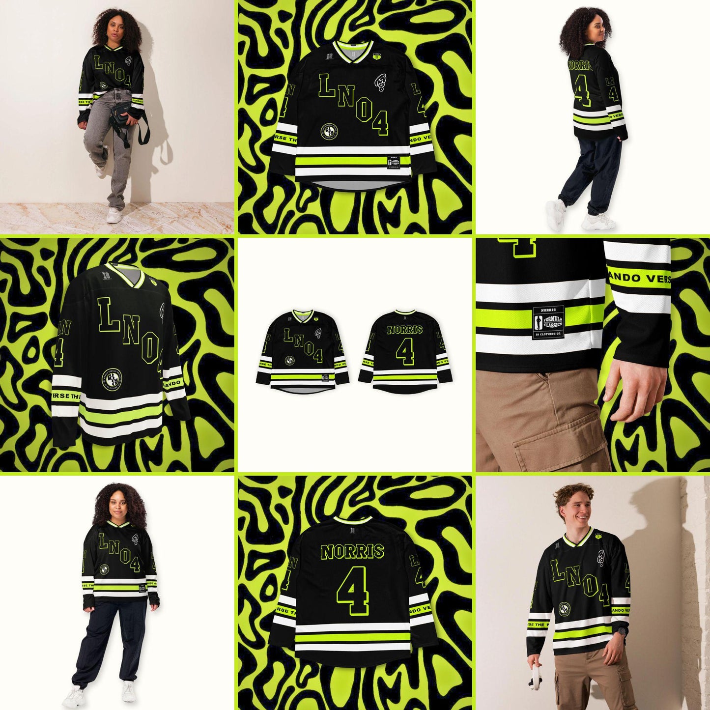 Racing-Inspired Oversized Jersey, Streetwear Racing Hockey Jersey with Vibrant #4 Graphics