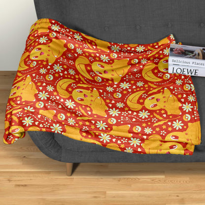 Chikorita Fleece Blanket Home Decor Throw Blanket Bedroom Decor Baby Blanket Cute Chikorita Blanket Gifts