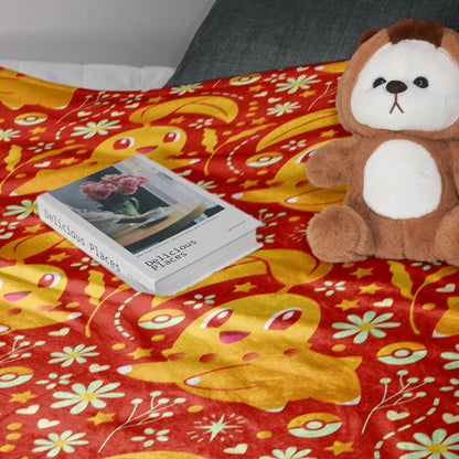 Chikorita Fleece Blanket Home Decor Throw Blanket Bedroom Decor Baby Blanket Cute Chikorita Blanket Gifts