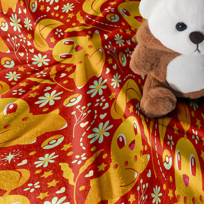 Chikorita Fleece Blanket Home Decor Throw Blanket Bedroom Decor Baby Blanket Cute Chikorita Blanket Gifts