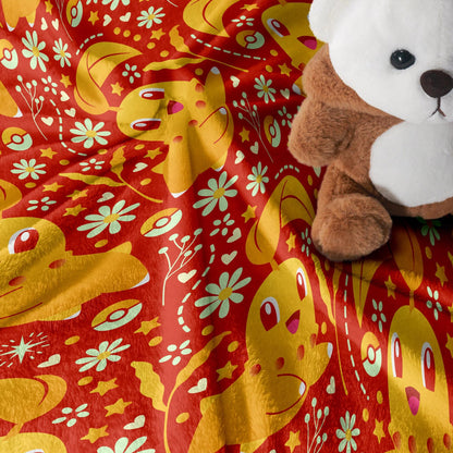 Chikorita Fleece Blanket Home Decor Throw Blanket Bedroom Decor Baby Blanket Cute Chikorita Blanket Gifts