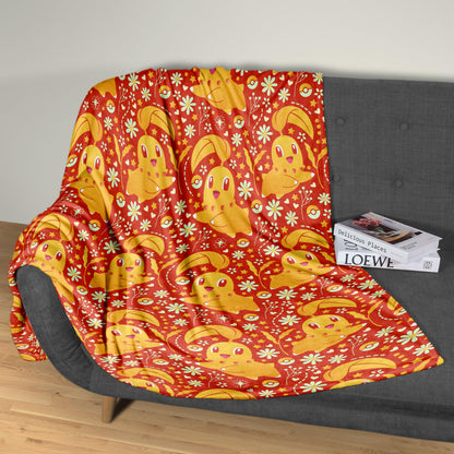 Chikorita Fleece Blanket Home Decor Throw Blanket Bedroom Decor Baby Blanket Cute Chikorita Blanket Gifts