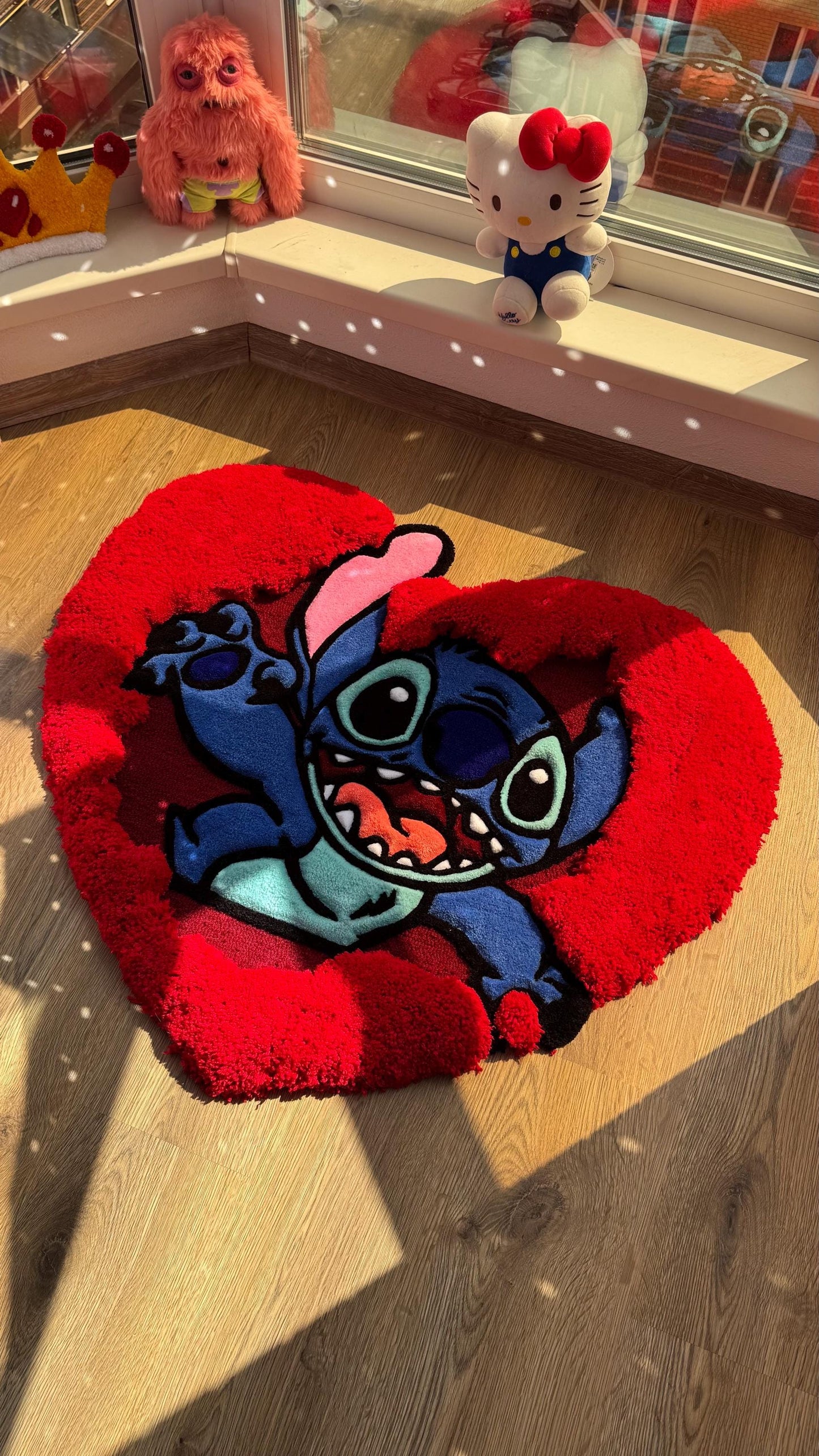 Puffy Heart Tufted Rug – Custom Handmade Cartoon Carpet, Love Cute Decor, Puffy Soft Rug for Anime Room Aesthetic or Gift | 2.7ft