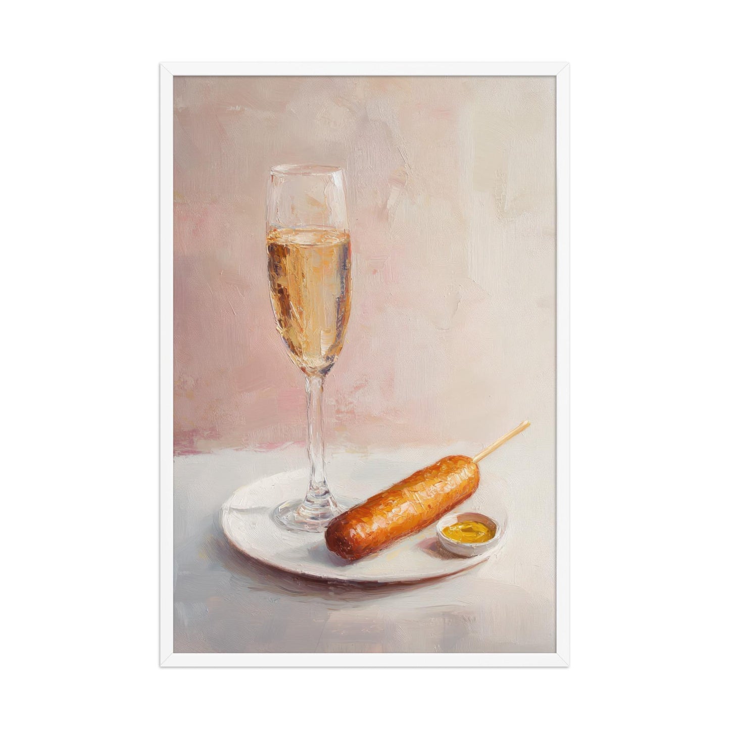 Corndog and Champagne Art Print: Quirky Bar Cart Decor