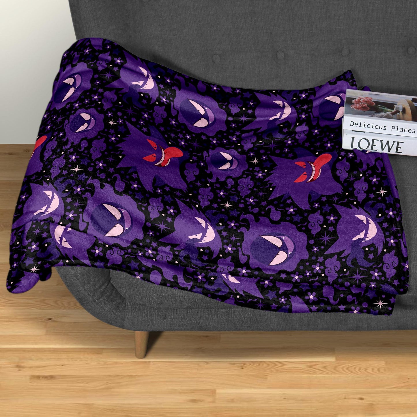 Gengar Fleece Blanket Home Decor Throw Blanket Bedroom Decor Baby Blanket Cute Ghost Cotton Blanket Gengar Blanket Gifts