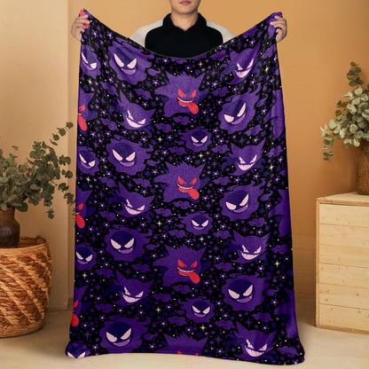 Gengar Fleece Blanket Home Decor Throw Blanket Bedroom Decor Baby Blanket Cute Ghost Cotton Blanket Gengar Blanket Gifts