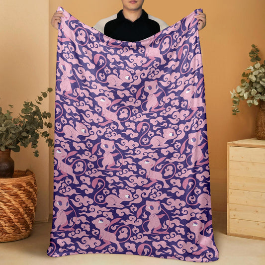 Mew Fleece Blanket Home Decor Throw Blanket Bedroom Decor Baby Blanket Cute Ancient Mew Blanket Gifts