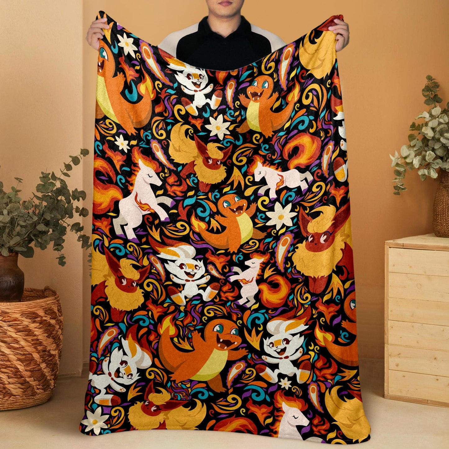 Charmander Fleece Blanket Home Decor Scorbunny Blanket Throw Blanket Cute Baby Blanket Charmander Blanket Gifts