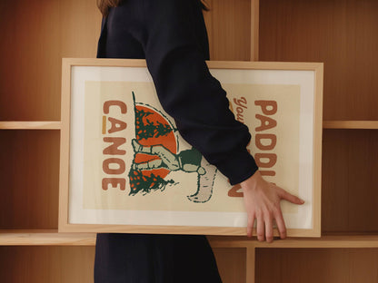 Fun River/Lake Print Retro Outdoors Art Gift for Friend Nature Art Canoe Poster Cabin Wall Decor Outdoorsy Wall Art Fishing Hunting Camp