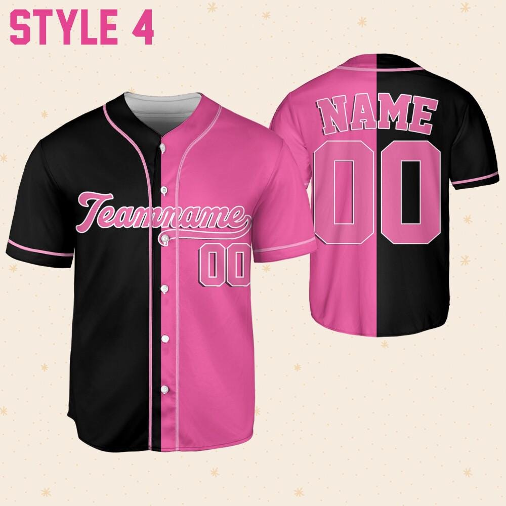 Personalized Team Name And Number Custom Baseball Jersey Pink Collection, Custom Baseball Jersey, Baseball Jersey Uniform For Baseball Fans