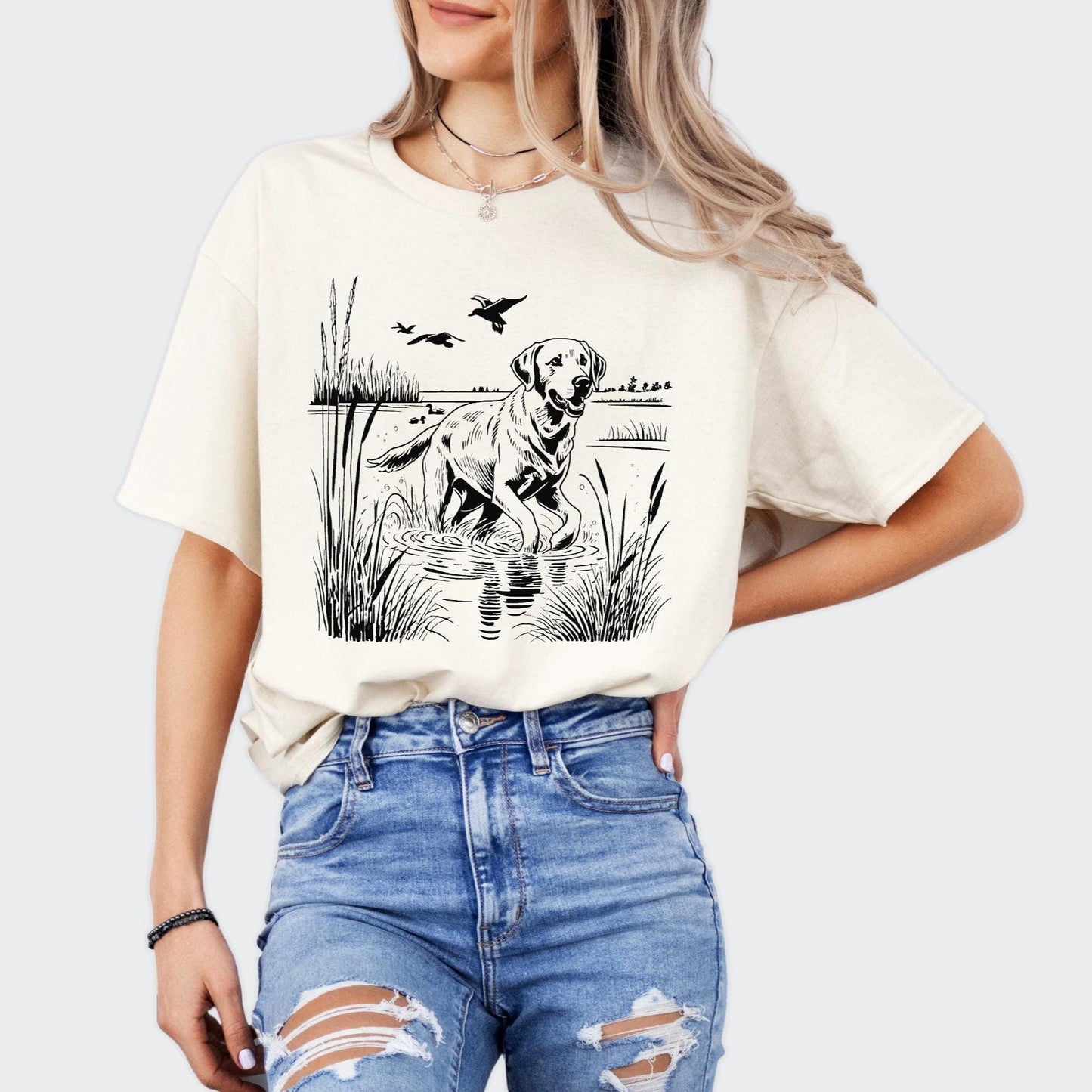 Labrador Retriever Shirt, Hunting Dog Graphic Tee, Duck Hunting T-Shirt, Lab Lover Gift, Retriever Outdoorsman Tee, Wildlife Scene