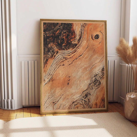 Rose Wood Wall Decor Rustic Boho Style Print Luxury Antique Wooden Style Living Room Wall Art Mid Century Modern Minimalist Simplistic Art