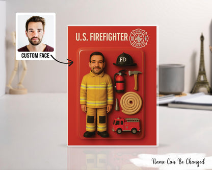 3D Effect Firefighter Custom Figure Personalized Acrylic Block Plaque, Gift For Firefighter, Fire Department, Fireman Gift Father's Day 2025