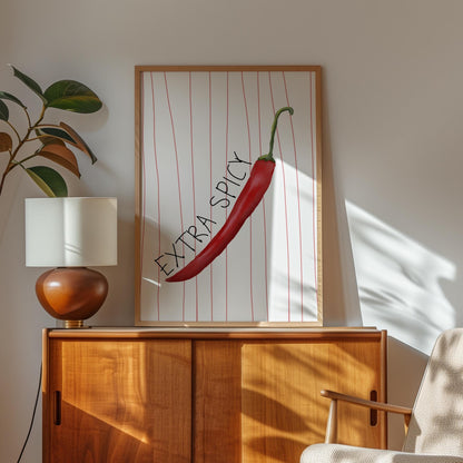 Extra Spicy Chili Pepper Print: Bold Kitchen Wall Art