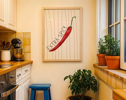 Extra Spicy Chili Pepper Print: Bold Kitchen Wall Art