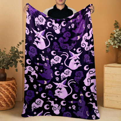 Umbreon Fleece Blanket Home Decor Espeon Blanket Throw Blanket Cute Baby Blanket Bedroom Decor Cotton Blanket Umbreon Blanket Gifts