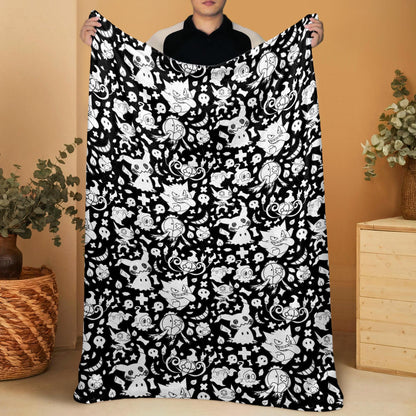 Gengar Fleece Blanket Home Decor Throw Blanket Bedroom Decor Mimikyu Blanket Cute Baby Blanket Cute Gengar Blanket Gifts