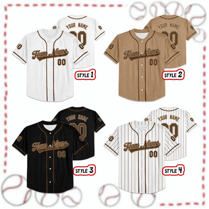 Personalized Brown Baseball Jersey, Custom Summer Tour 2025 Jersey, Wedding Jerseys, Baseball Shirt for Fans of All Ages, Vintage Jersey