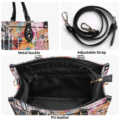 Street Canvas Square Handbag, Graffiti Art Vegan Leather Handbag, Top Handle, High-quality Crossbody Bag, Shoulder bag, Tote Bag,