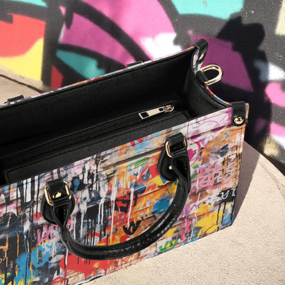 Street Canvas Square Handbag, Graffiti Art Vegan Leather Handbag, Top Handle, High-quality Crossbody Bag, Shoulder bag, Tote Bag,