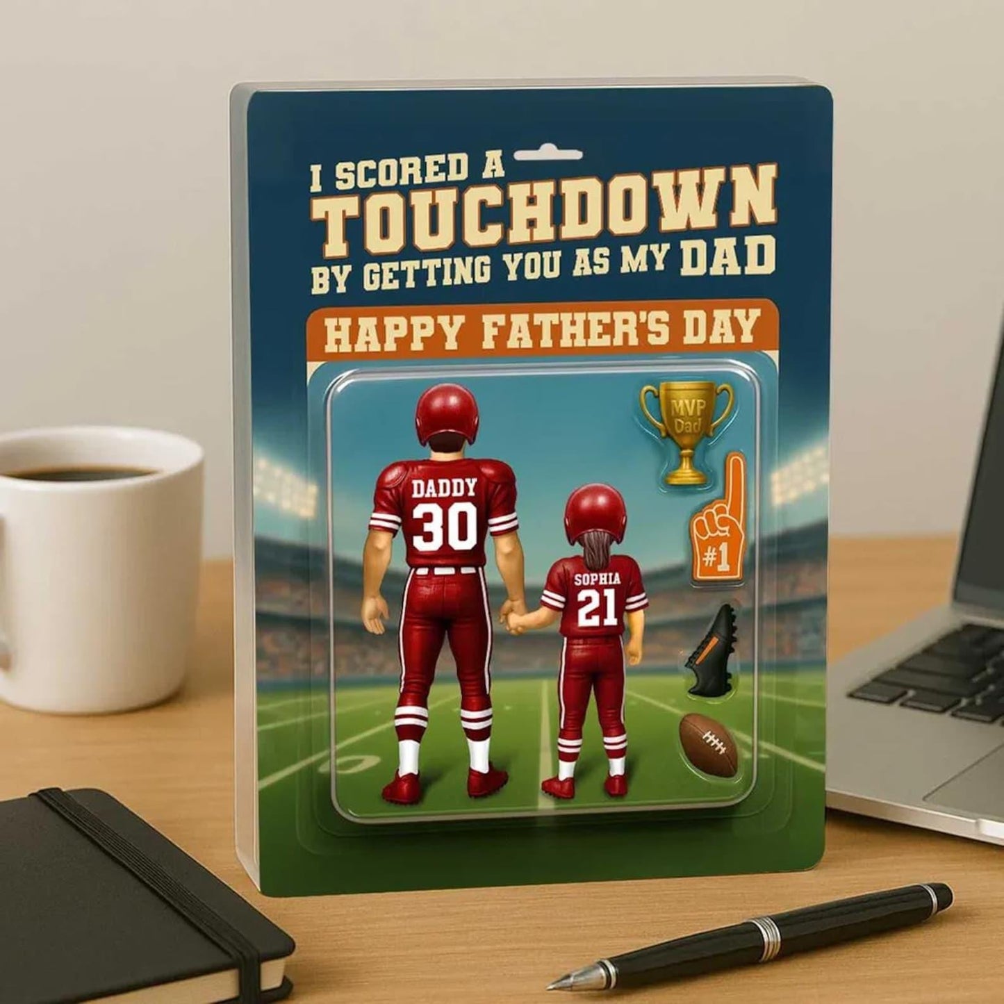 Custom Figure Acrylic Block Plaque, Birthday, Father's Day Gift For American Football Dad Grandpa Husband, Football Player, Football Lover