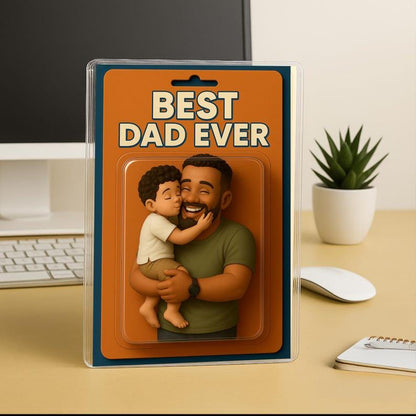 Custom Photo Dad And Kids Action Figure Acrylic Block, Personalized Father's Day 2025 Gift For Dad, Best Dad Ever Block Plaque, Gift For Dad