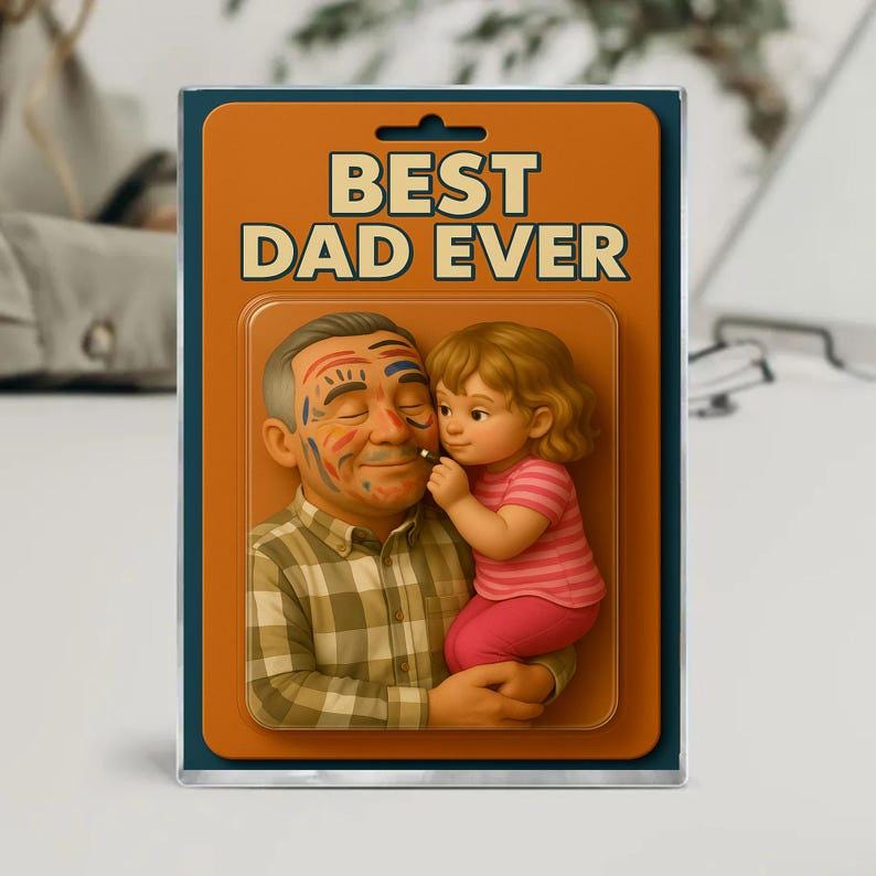 Custom Photo Dad And Kids Action Figure Acrylic Block, Personalized Father's Day 2025 Gift For Dad, Best Dad Ever Block Plaque, Gift For Dad