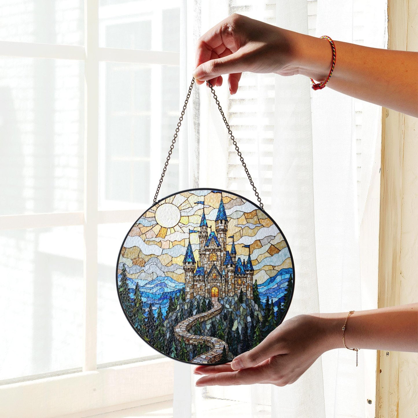 Enchanted Castle Mountain View Fantasy Suncatcher Gift for Dreamer