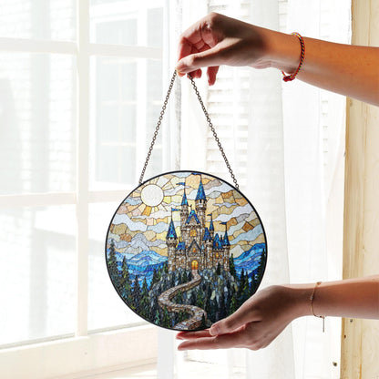 Enchanted Castle Mountain View Fantasy Suncatcher Gift for Dreamer