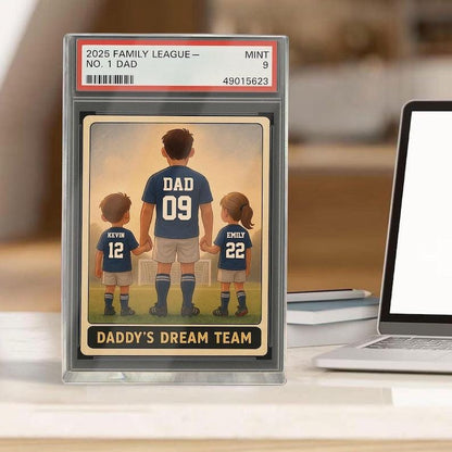 Soccer No.1 Dad Grandpa Man And Kids Trading Card Style Personalized Acrylic Block, Fathers Day 2025 Gift For Soccer Dad,Family Plaque Decor