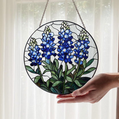 Texas Bluebonnet Stained Glass Suncatcher, Blue Wildflowers Suncatcher, Texas Flower Ornament, Texas Bluebonnet Decor gift, mom garden gift