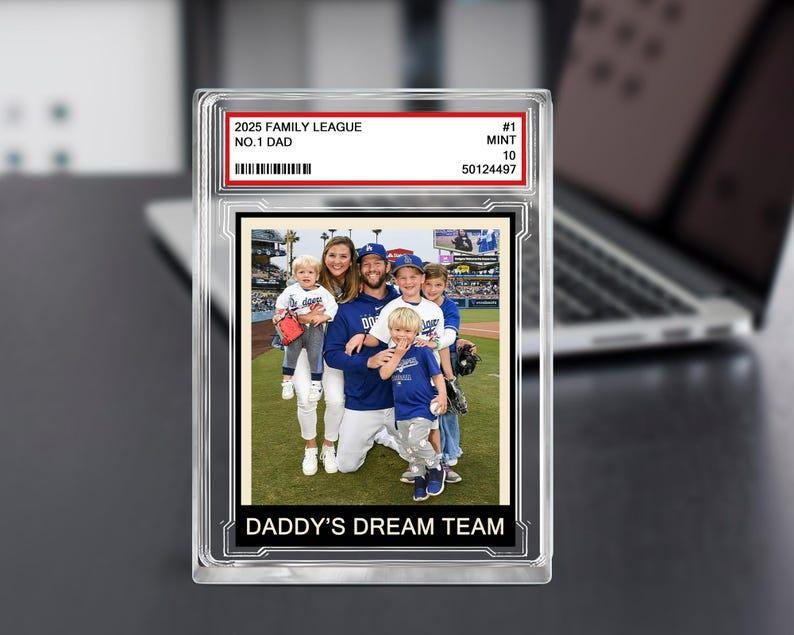 Custom Family Photo Trading Card Style Personalized Acrylic Block Plaque, Father's Day 2025 Gift for Baseball Dad, Husband Gifts, Dad Sports