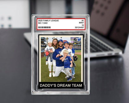 Custom Family Photo Trading Card Style Personalized Acrylic Block Plaque, Father's Day 2025 Gift for Baseball Dad, Husband Gifts, Dad Sports