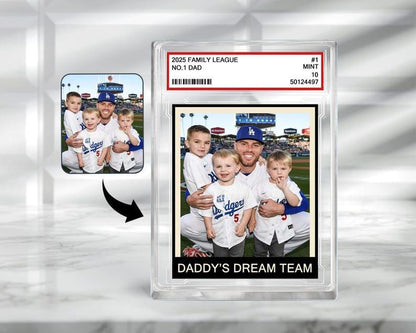 Custom Family Photo Trading Card Style Personalized Acrylic Block Plaque, Father's Day 2025 Gift for Baseball Dad, Husband Gifts, Dad Sports