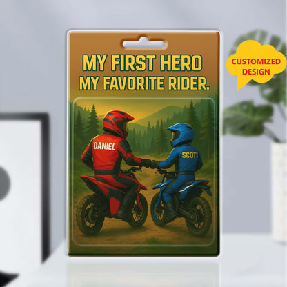 Personalized Dad and Son Motocross  Action Figure Acrylic Block, Custom My First Hero, My Favorite Rider Plaque, Motorcycle Lover Gift