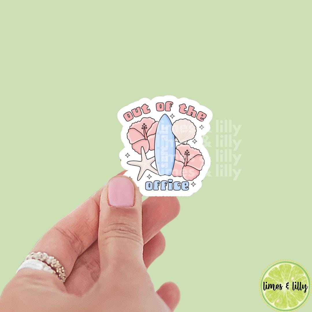 Out of Office Surfboard Floral Summer Vinyl Sticker | Kindle Stickers | Bookish Stickers | Gift for Book Lover