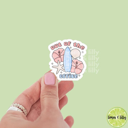 Out of Office Surfboard Floral Summer Vinyl Sticker | Kindle Stickers | Bookish Stickers | Gift for Book Lover